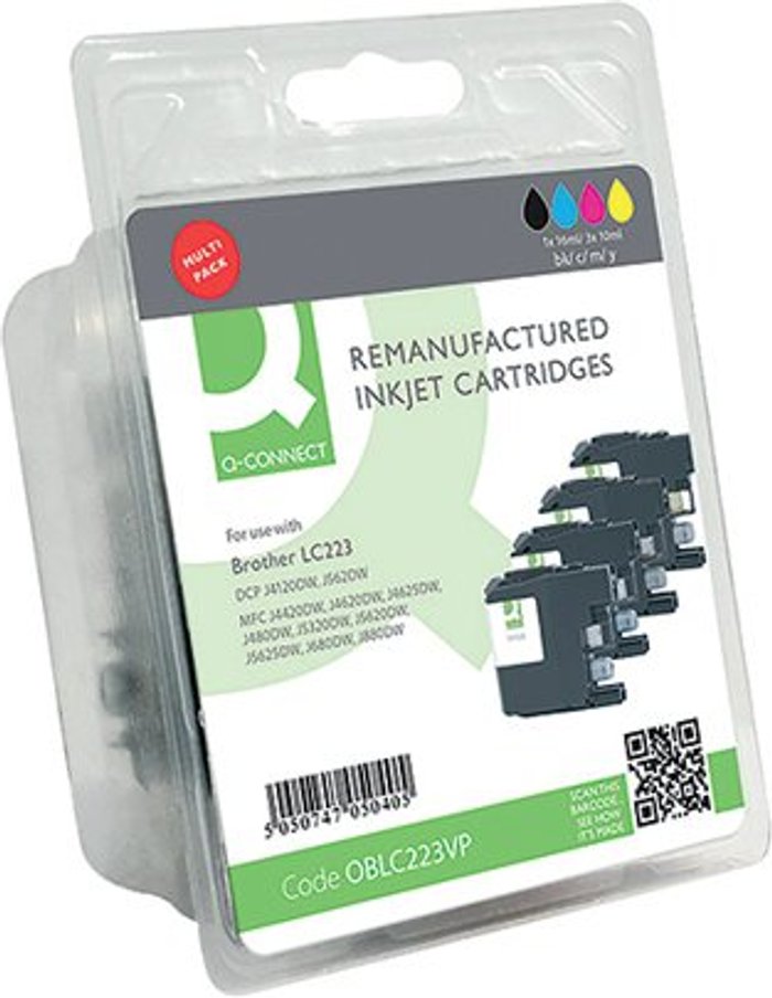 Office Monster | Q-Connect Q-Connect Brother LC223 Compatible Ink Cartridges Multi-Pack CMY LC223VALBP-COMP Q-Connect Q-Connect Brother LC223 Compatible Ink Cartridges Multi-Pack CMY LC223VALBP-COMP