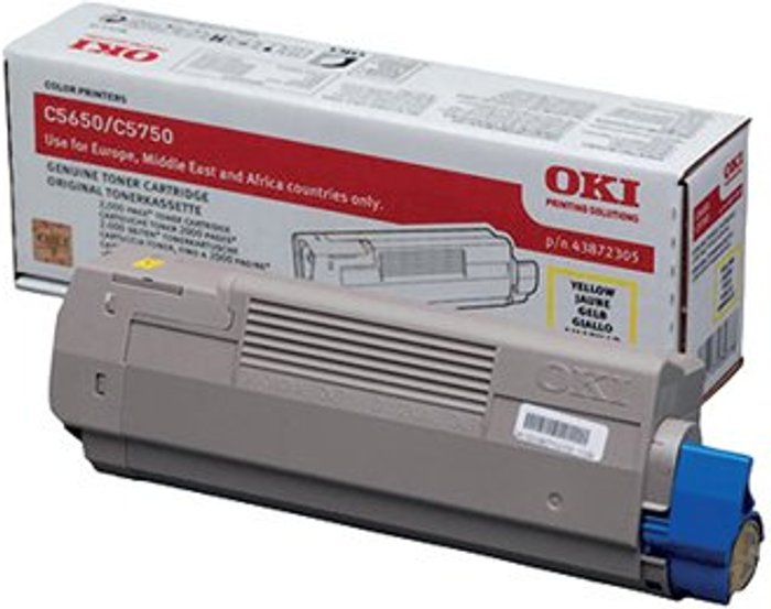 Office Monster | OKI Oki Yellow Toner Cartridge (2,000 Page Capacity) 43872305 OKI Oki Yellow Toner Cartridge (2,000 Page Capacity) 43872305