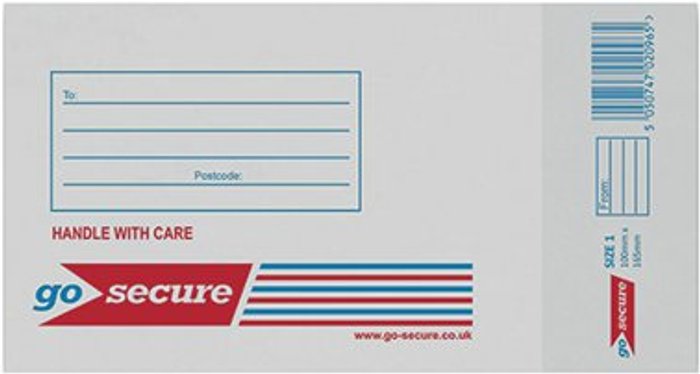 Office Monster | GoSecure GoSecure Bubble Lined Envelope Size 1 100x165mm White (Pack of 20) PB02127 GoSecure GoSecure Bubble Lined Envelope Size 1 100x165mm White (Pack of 20) PB02127