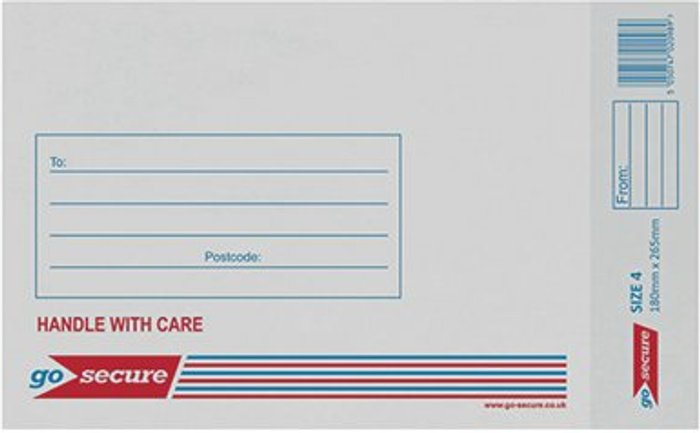 Office Monster | GoSecure GoSecure Bubble Lined Envelope Size 4 180x265mm White (Pack of 20) PB02128 GoSecure GoSecure Bubble Lined Envelope Size 4 180x265mm White (Pack of 20) PB02128