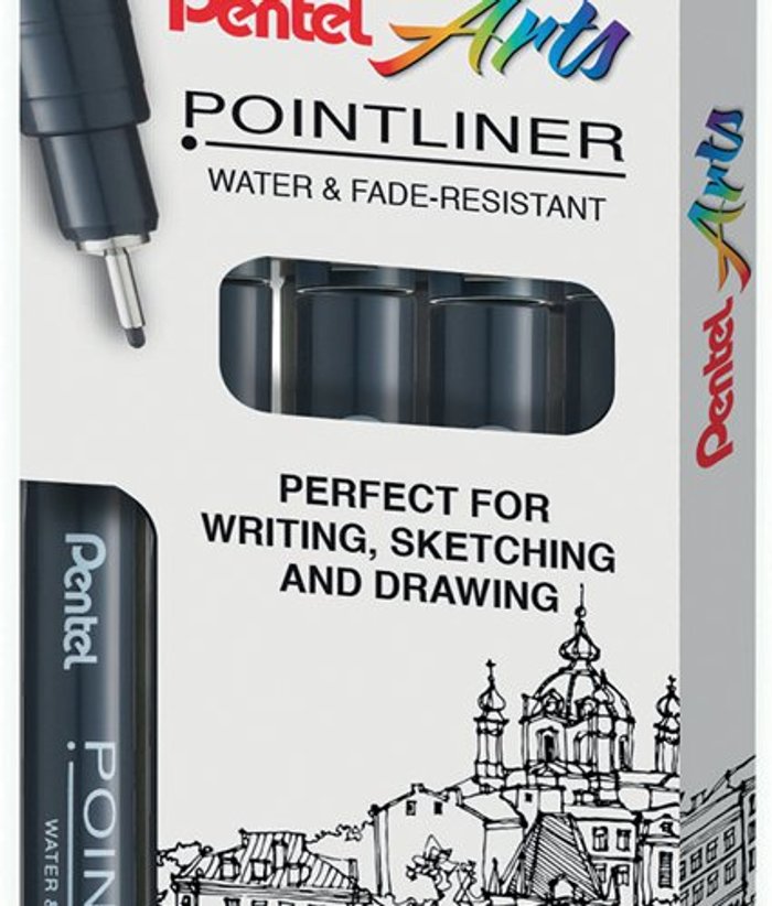 Office Monster | Pentel Pentel Pointliner Assorted Sizes Black (Pack of 5) YS20P/5-A Pentel Pentel Pointliner Assorted Sizes Black (Pack of 5) YS20P/5-A