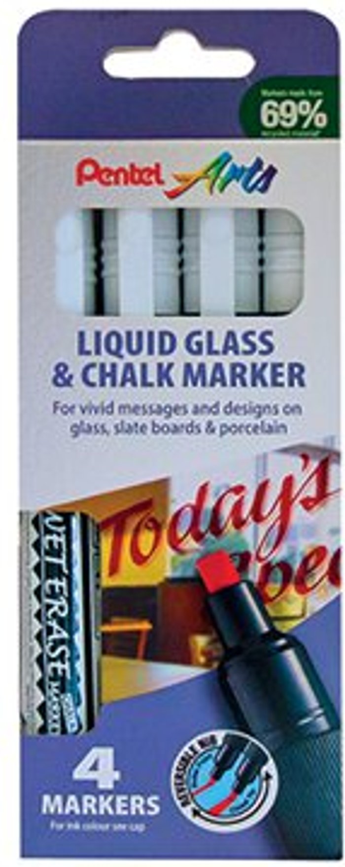 Office Monster | Pentel Pentel Liquid Chalk Marker White 4 Pack SMW26/4 Pentel Pentel Liquid Chalk Marker White 4 Pack SMW26/4