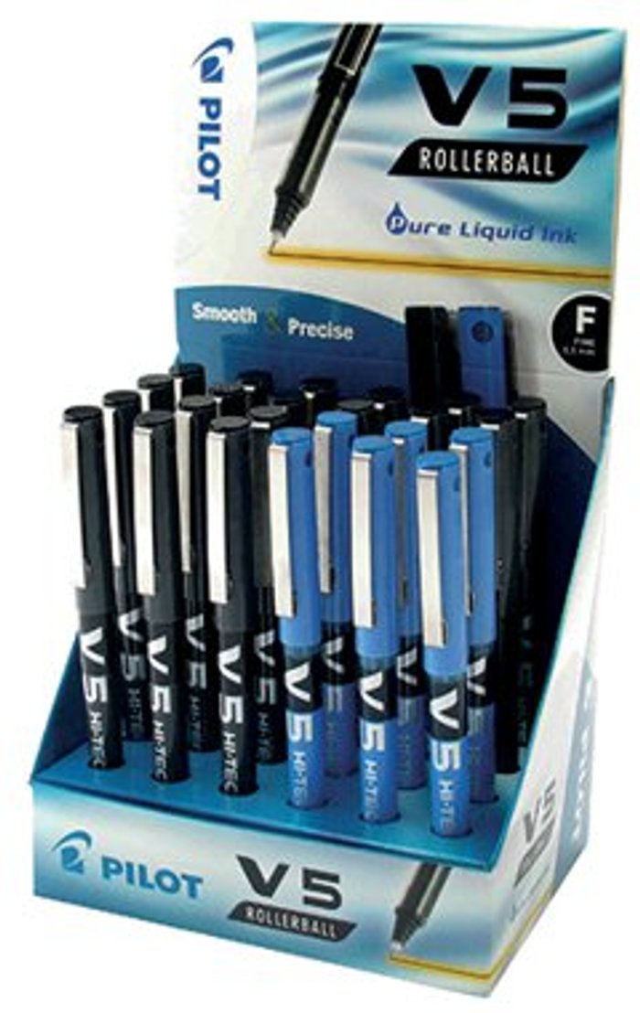 Office Monster | Pilot Pilot V5 Hi-Tecpoint Rollerball Display Blk/Blu (Pack of 24) 100502400 Pilot Pilot V5 Hi-Tecpoint Rollerball Display Blk/Blu (Pack of 24) 100502400