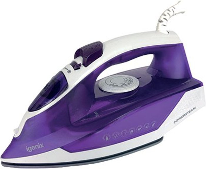 Office Monster | Igenix IGENIX PowerSteam IG3122 Steam Iron - White & Purple Igenix IGENIX PowerSteam IG3122 Steam Iron - White & Purple