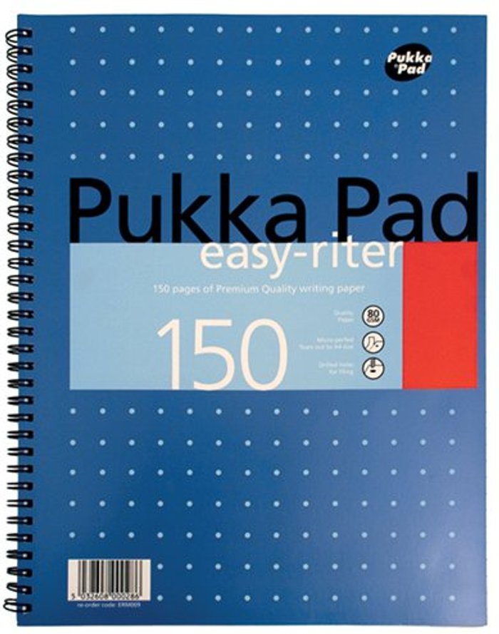 Office Monster | Pukka Pukka Pad Ruled Metallic Wirebound Easy-Riter Notepad 150 Pages A4 White (Pack of 3) ERM009 Pukka Pukka Pad Ruled Metallic Wirebound Easy-Riter Notepad 150 Pages A4 White (Pack of 3) ERM009