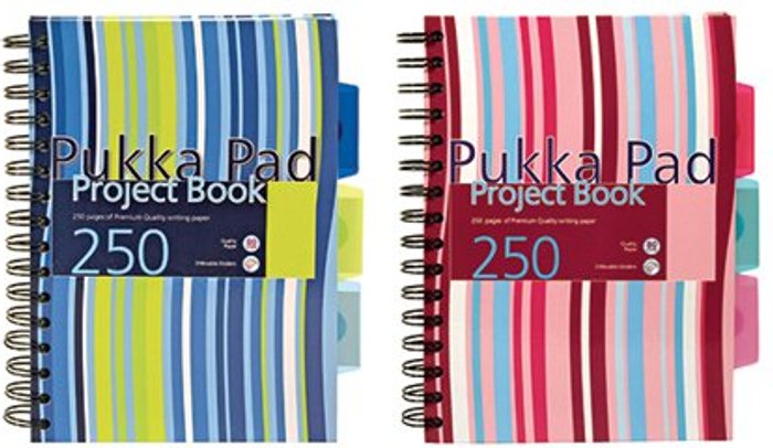 Office Monster | Pukka Pukka Pad Stripes Wirebound Hardback Project Notebook 250 Pages A5 Blue/Pink (Pack of 3) CBPROBA5 Pukka Pukka Pad Stripes Wirebound Hardback Project Notebook 250 Pages A5 Blue/Pink (Pack of 3) CBPROBA5