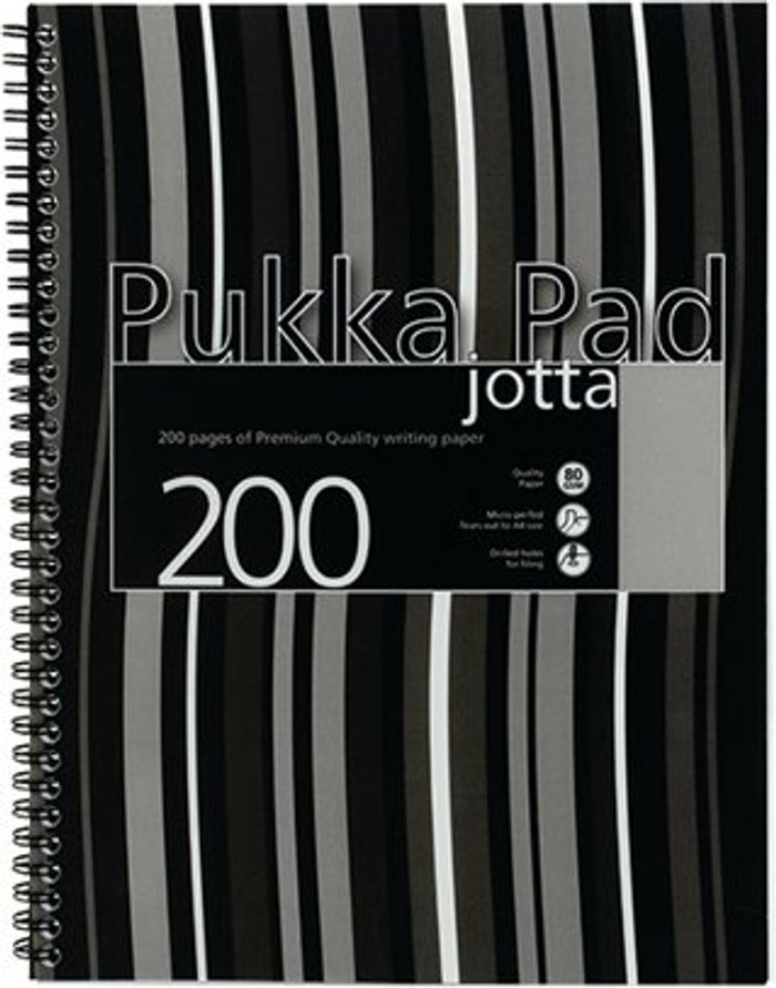 Office Monster | Pukka Pukka Pad Stripes Polypropylene Wirebound Jotta Notebook 200 Pages A4 Black (Pack of 3) JP018 Pukka Pukka Pad Stripes Polypropylene Wirebound Jotta Notebook 200 Pages A4 Black (Pack of 3) JP018