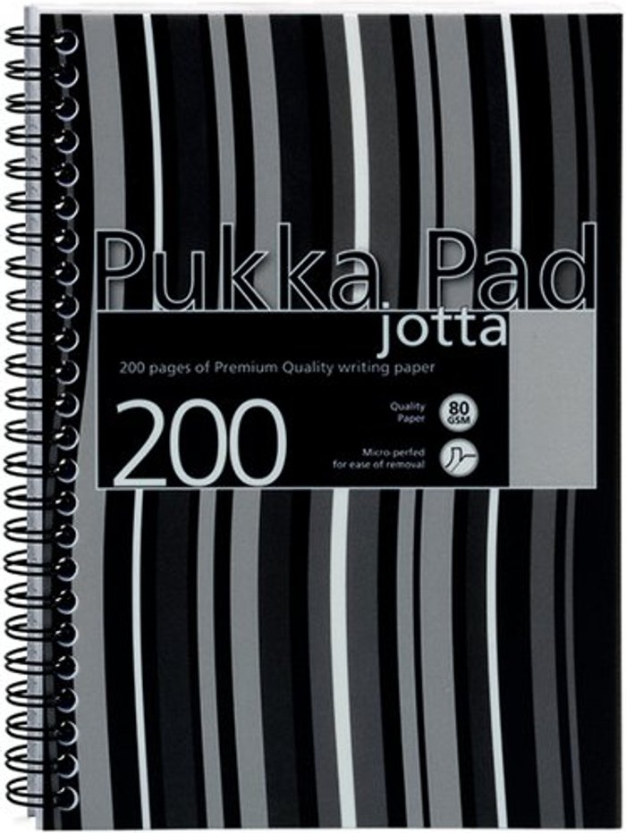 Office Monster | Pukka Pukka Pad Stripes Polypropylene Wirebound Jotta Notebook 200 Pages A5 Black (Pack of 3) JP021 Pukka Pukka Pad Stripes Polypropylene Wirebound Jotta Notebook 200 Pages A5 Black (Pack of 3) JP021