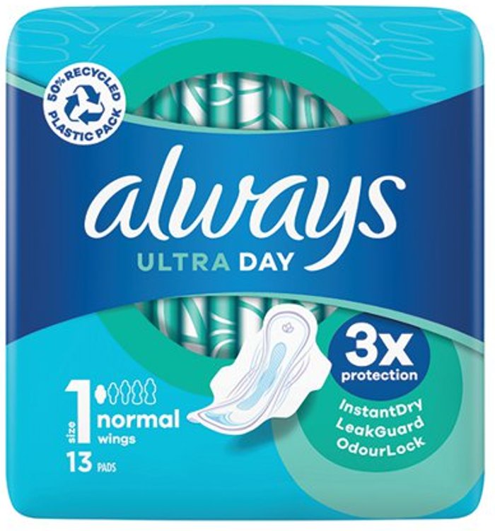 Office Monster | Always Always Ultra Day Sanitary Pads Normal With Wings Size 1 Packet x13 Pads (Pack of 16) C005790 Always Always Ultra Day Sanitary Pads Normal With Wings Size 1 Packet x13 Pads (Pack of 16) C005790