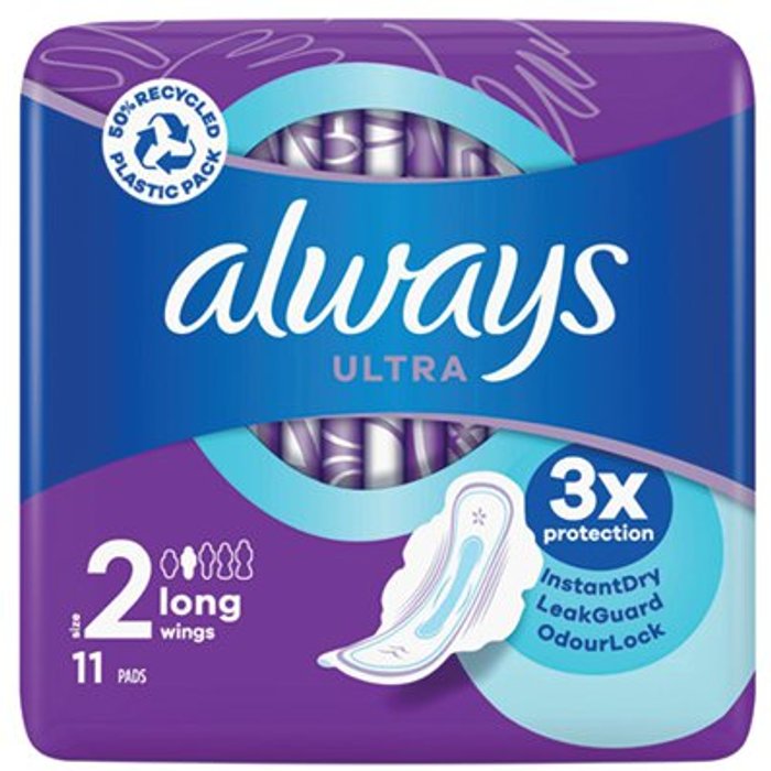 Office Monster | Always Always Ultra Long Winged Sanitary Pads Size 2 Packet x12 Pads (Pack of 11) C005789 Always Always Ultra Long Winged Sanitary Pads Size 2 Packet x12 Pads (Pack of 11) C005789