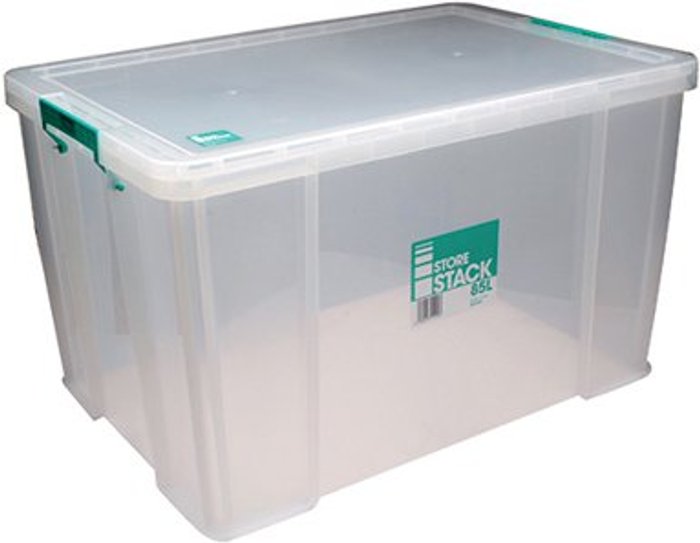 Office Monster | StoreStack StoreStack 85 Litre Storage Box W660xD440xH390mm Clear RB11090 StoreStack StoreStack 85 Litre Storage Box W660xD440xH390mm Clear RB11090