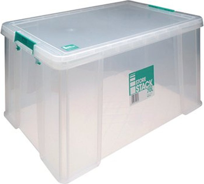 Office Monster | StoreStack StoreStack 70 Litre Storage Box W660xD450xH320mm Clear RB90126 StoreStack StoreStack 70 Litre Storage Box W660xD450xH320mm Clear RB90126