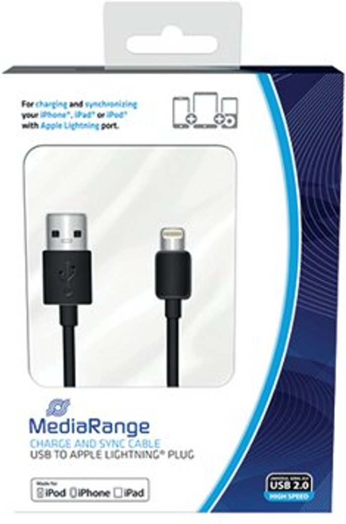Office Monster | MediaRange MediaRange Charge and Sync Cable USB 2.0 to Apple Lightning MRCS137 MediaRange MediaRange Charge and Sync Cable USB 2.0 to Apple Lightning MRCS137