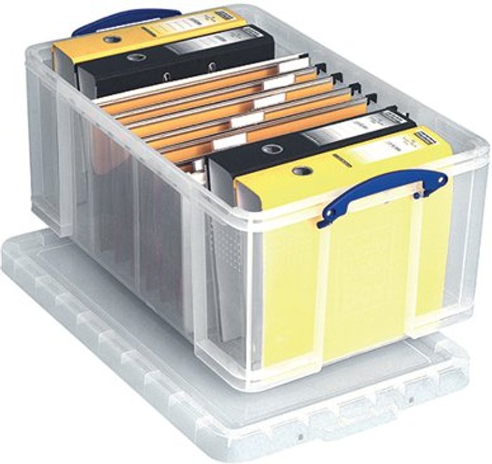 Office Monster | Really Useful Really Useful 64L Plastic Storage Box W710xD440xH310mm Clear 64C Really Useful Really Useful 64L Plastic Storage Box W710xD440xH310mm Clear 64C