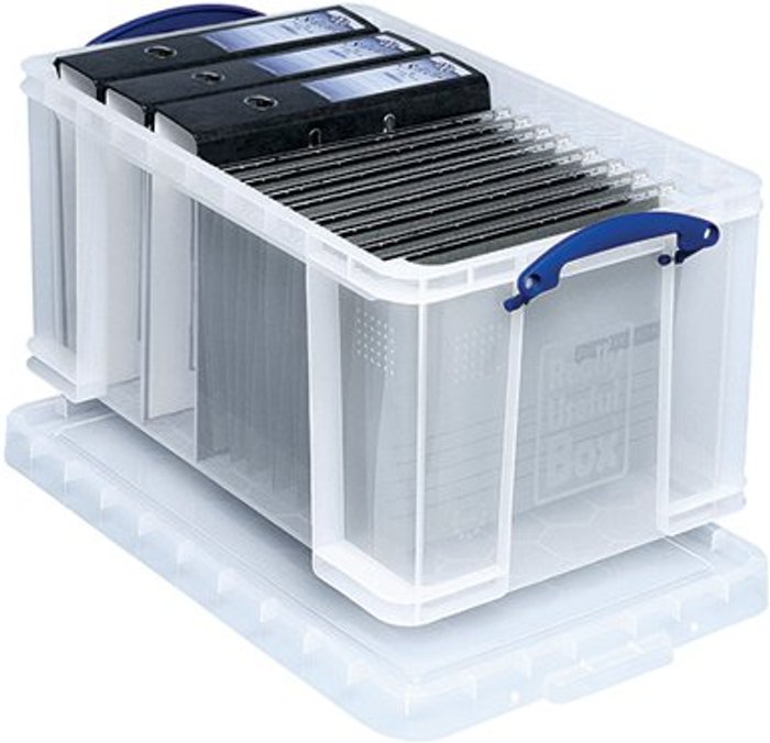 Office Monster | Really Useful Really Useful Clear Plastic Storage Box - 48L Really Useful Really Useful Clear Plastic Storage Box - 48L