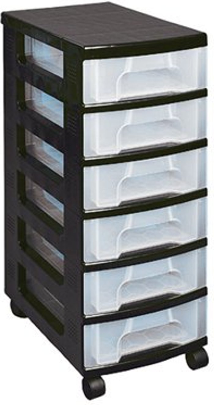 Office Monster | Really Useful Really Useful Plastic Storage Tower with 6 Drawers Black ST6X7C Really Useful Really Useful Plastic Storage Tower with 6 Drawers Black ST6X7C