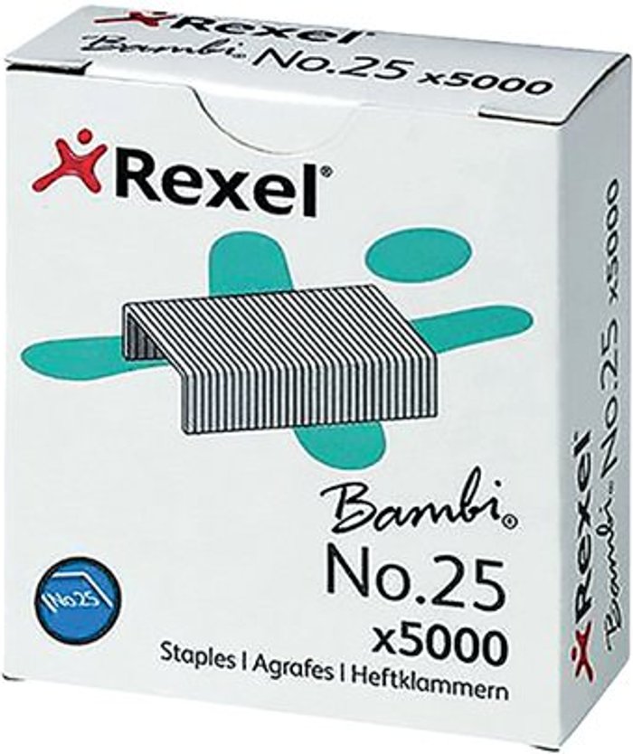 Office Monster | Rexel Rexel No 25 Staples 4mm (Pack of 5000) 05025 Rexel Rexel No 25 Staples 4mm (Pack of 5000) 05025