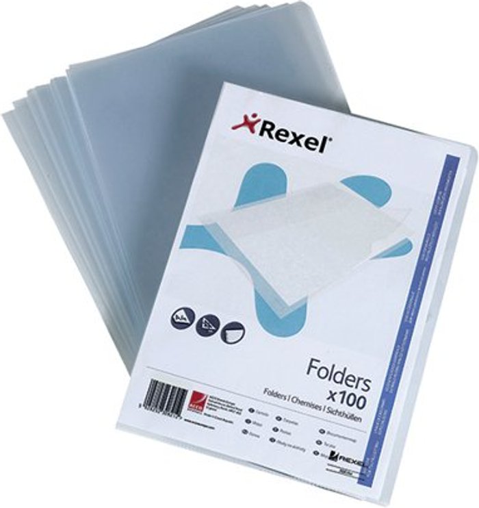 Office Monster | Rexel Rexel Superfine Cut Flush Folder A4 Clear (Pack of 100) 12175 Rexel Rexel Superfine Cut Flush Folder A4 Clear (Pack of 100) 12175