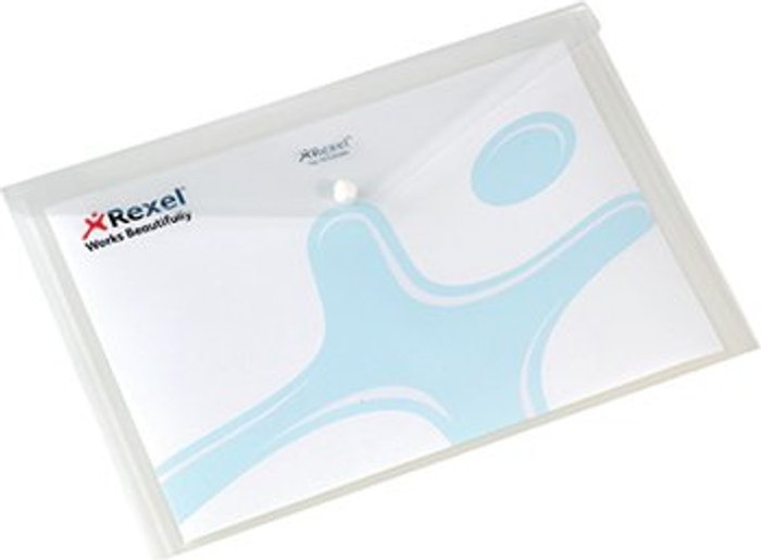 Office Monster | Rexel Rexel Popper Folder A4 Clear White (Pack of 5) 16129WH Rexel Rexel Popper Folder A4 Clear White (Pack of 5) 16129WH
