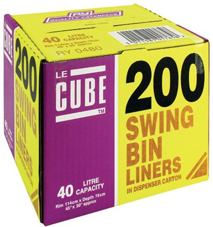 Office Monster | LeCube Le Cube Swing Bin Liner Dispenser 46 Litre (Pack of 200) 0480 LeCube Le Cube Swing Bin Liner Dispenser 46 Litre (Pack of 200) 0480