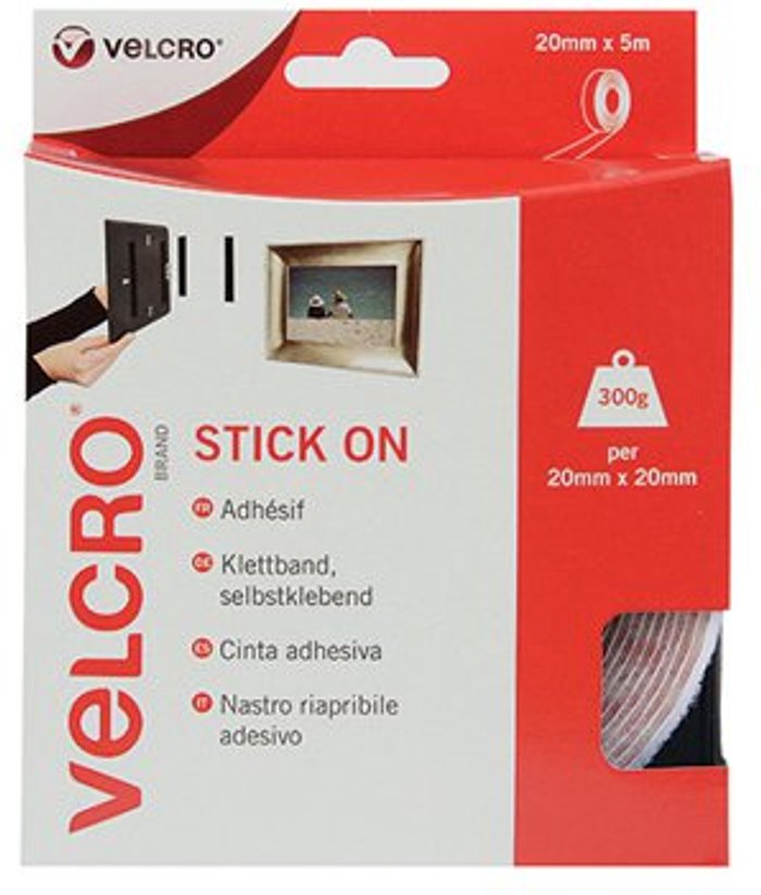 Office Monster | Velcro Velcro Stick On Tape 20mmx5m White VEL-EC60216 Velcro Velcro Stick On Tape 20mmx5m White VEL-EC60216