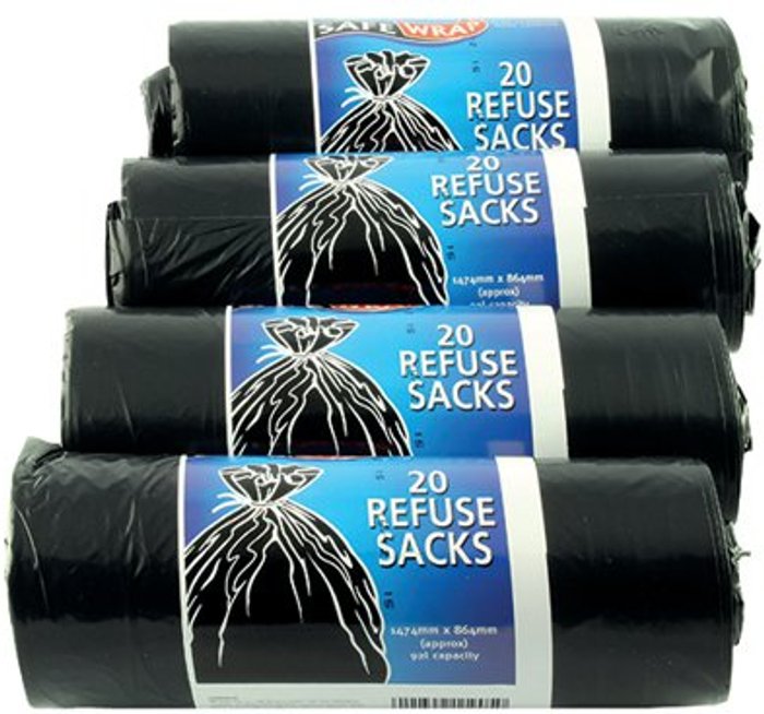 Office Monster | Safewrap Safewrap Refuse Sack 92 Litre Black (Pack of 80) 0446 Safewrap Safewrap Refuse Sack 92 Litre Black (Pack of 80) 0446