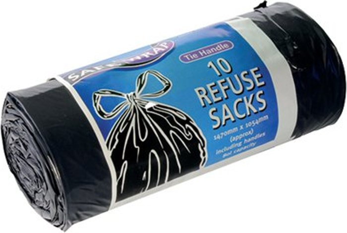 Office Monster | Safewrap Safewrap Tie Handle Refuse Sacks on a Roll Black (Pack of 40) 0447 Safewrap Safewrap Tie Handle Refuse Sacks on a Roll Black (Pack of 40) 0447