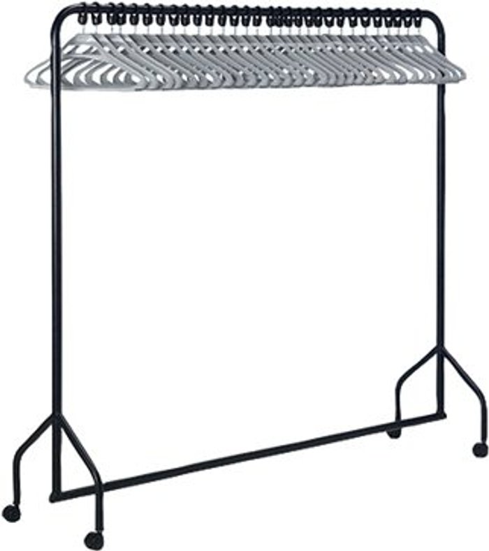 Office Monster | VFM VFM Black Garment Rail With 30 Grey Hangers 311418 VFM VFM Black Garment Rail With 30 Grey Hangers 311418