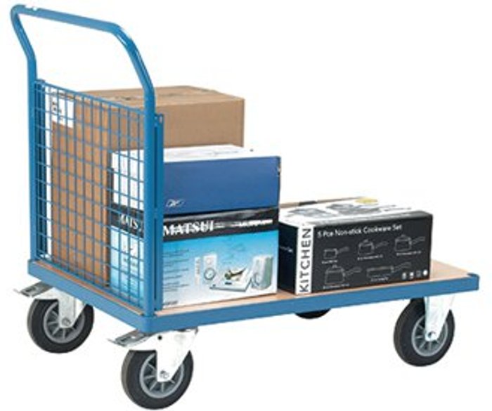 Office Monster | VFM VFM Blue Premier Single Mesh 1000x700mm Platform Truck 315623 VFM VFM Blue Premier Single Mesh 1000x700mm Platform Truck 315623