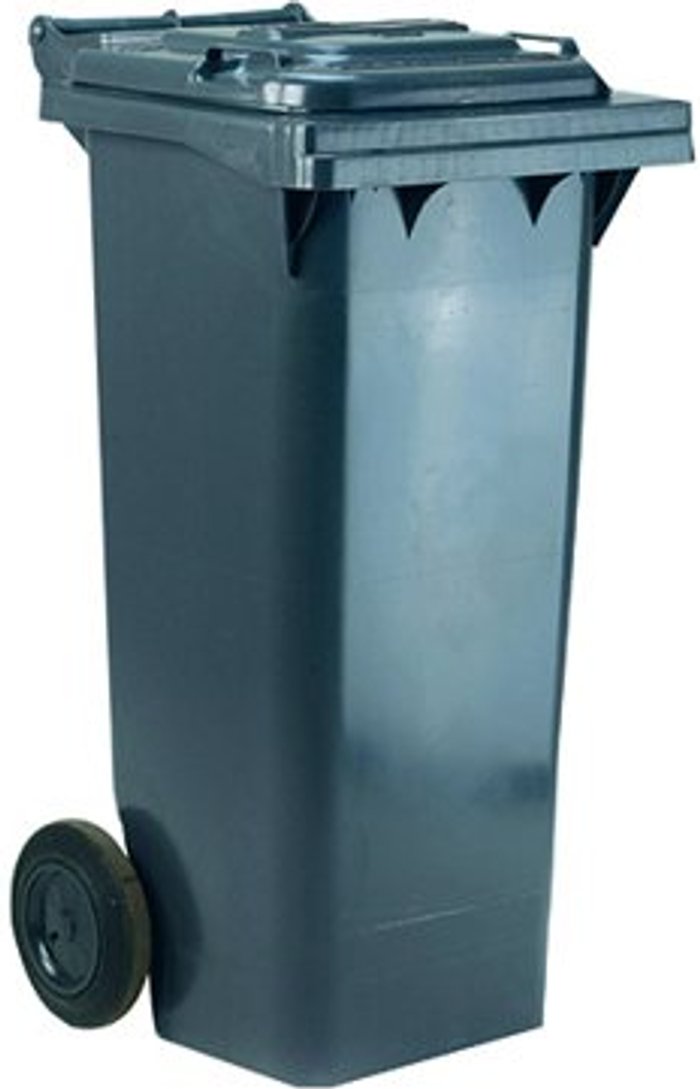 Office Monster | VFM Wheelie Bin 140 Litre Grey (W480 x D555 x H1070mm) 331151 VFM Wheelie Bin 140 Litre Grey (W480 x D555 x H1070mm) 331151