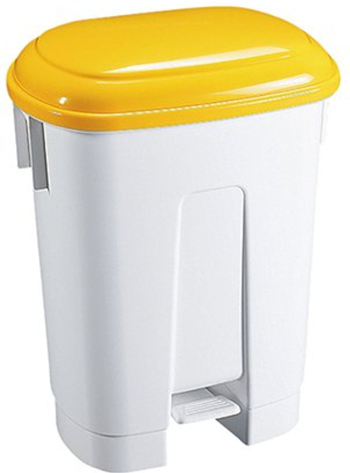 Office Monster | VFM Derby Plastic Pedal Bin 60 Litre White/Yellow 348014 VFM Derby Plastic Pedal Bin 60 Litre White/Yellow 348014