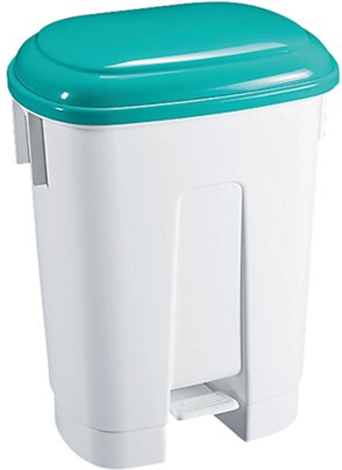 Office Monster | VFM Derby Plastic Pedal Bin 60 Litre White/Green 348015 VFM Derby Plastic Pedal Bin 60 Litre White/Green 348015