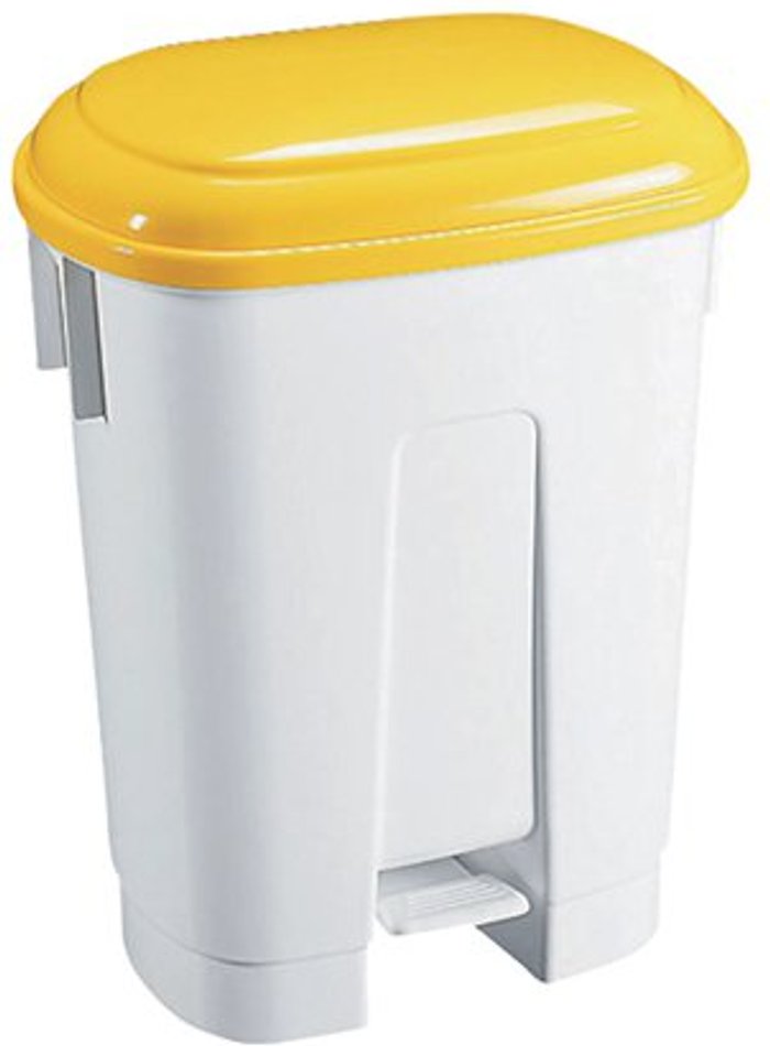 Office Monster | VFM Derby Plastic Pedal Bin 30 Litre White/Yellow 348023 VFM Derby Plastic Pedal Bin 30 Litre White/Yellow 348023