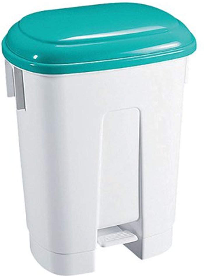Office Monster | VFM Derby Plastic Pedal Bin 30 Litre White/Green 348024 VFM Derby Plastic Pedal Bin 30 Litre White/Green 348024