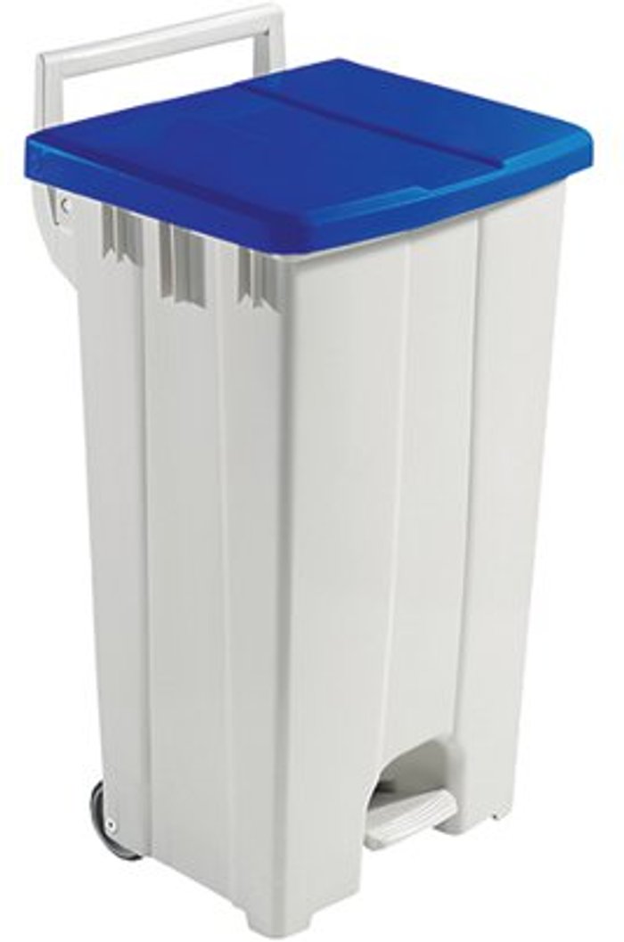 Office Monster | VFM Grey 90 Litre Plastic Pedal Bin with Blue Lid 357003 VFM Grey 90 Litre Plastic Pedal Bin with Blue Lid 357003
