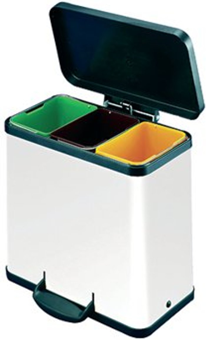 Office Monster | Trento Oko 3 x 9L Recycling Bin - White Trento Oko 3 x 9L Recycling Bin - White