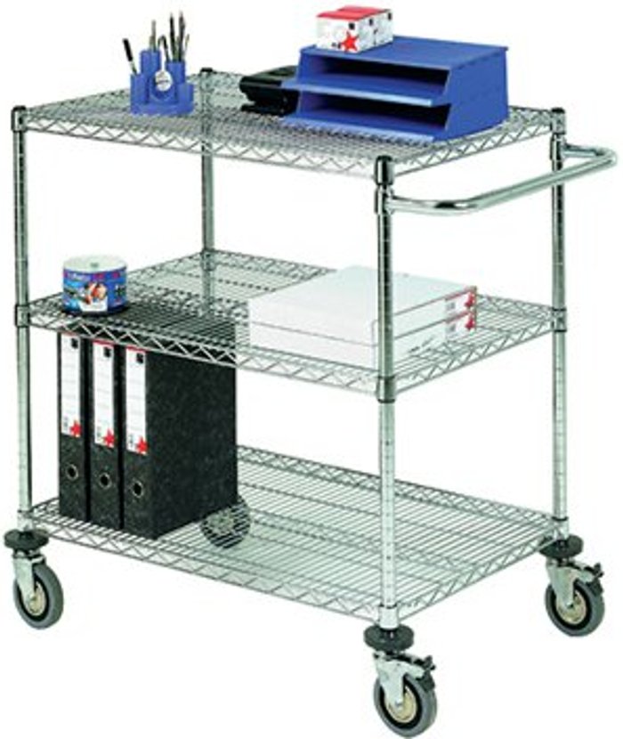 Office Monster | VFM Mobile Trolley 3-Tier Chrome 372998 VFM Mobile Trolley 3-Tier Chrome 372998