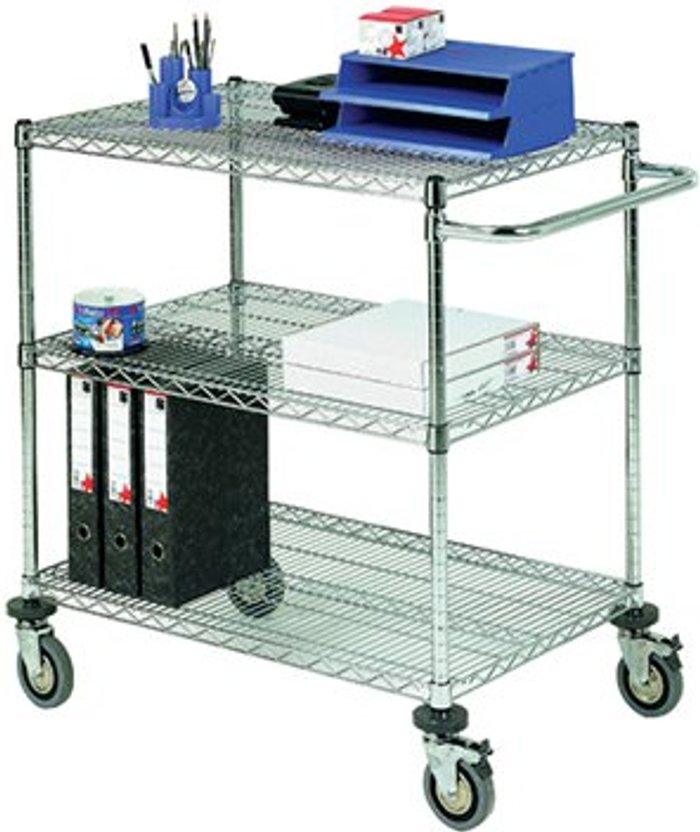 Office Monster | VFM Mobile Trolley 3-Tier Chrome 373000 VFM Mobile Trolley 3-Tier Chrome 373000