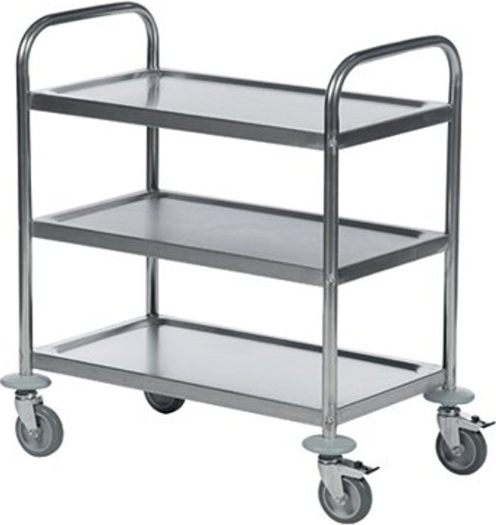 Office Monster | VFM Trolley 3-Tier Stainless Steel Silver 373229 VFM Trolley 3-Tier Stainless Steel Silver 373229