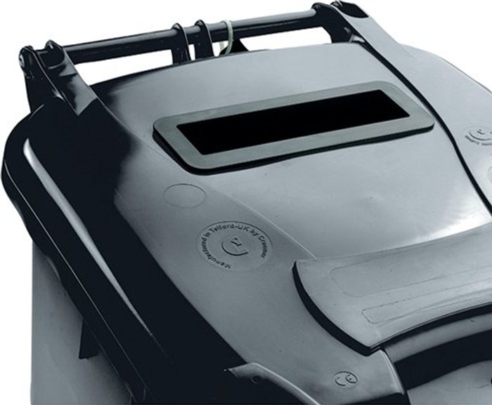 Office Monster | VFM Confidential Waste Wheelie Bin 120 Litre Grey 377879 VFM Confidential Waste Wheelie Bin 120 Litre Grey 377879