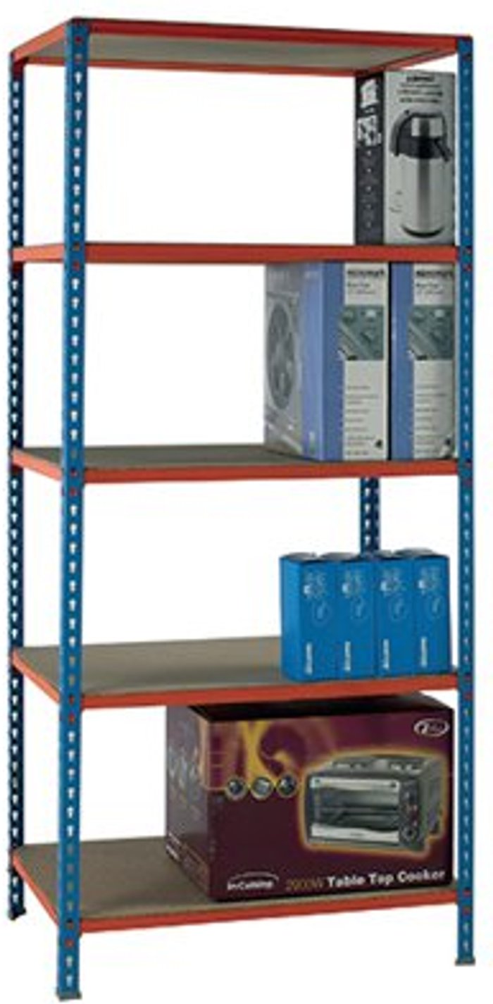 Office Monster | VFM Standard Duty Painted Orange Shelf Unit Blue 378969 VFM Standard Duty Painted Orange Shelf Unit Blue 378969