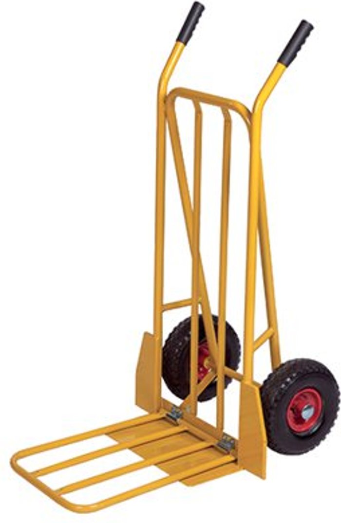 Office Monster | VFM Yellow General Purpose Sack Truck with Folding Footplate 382848 VFM Yellow General Purpose Sack Truck with Folding Footplate 382848