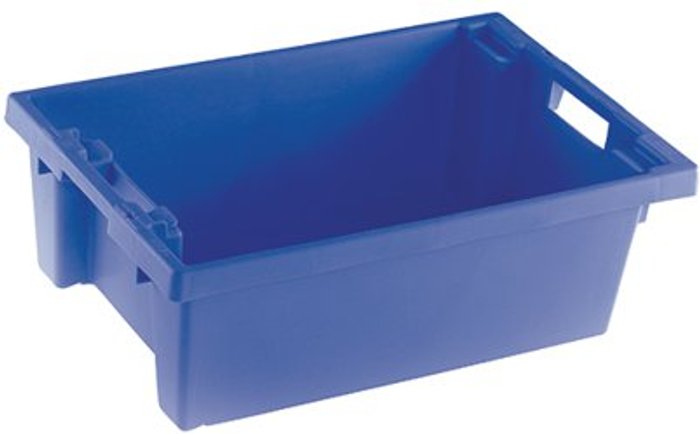 Office Monster | VFM Solid Slide Stack/Nesting Container 600X400X200mm Blue 382960 VFM Solid Slide Stack/Nesting Container 600X400X200mm Blue 382960