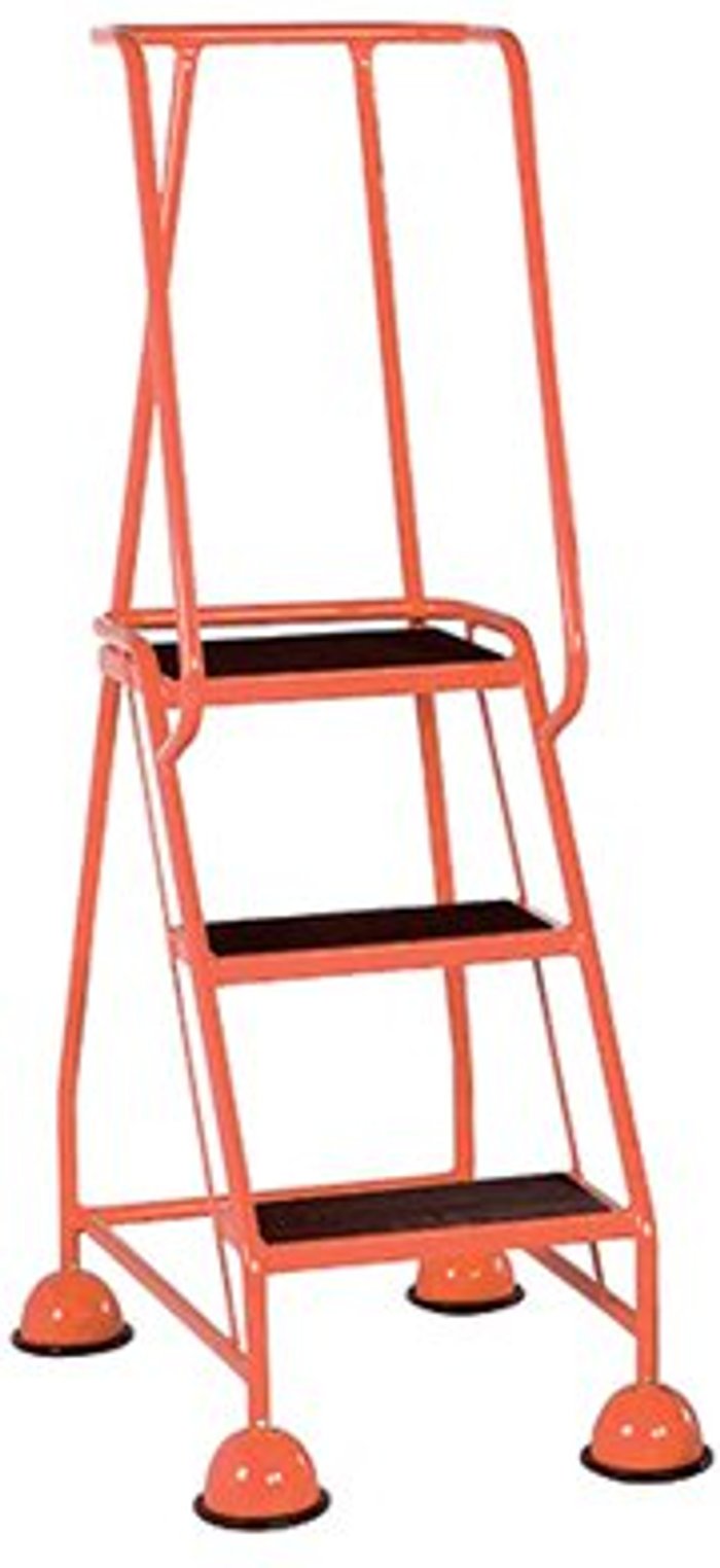 Office Monster | VFM Red 3 Tread Metal Rubber Steps 125kg Max 385135 VFM Red 3 Tread Metal Rubber Steps 125kg Max 385135