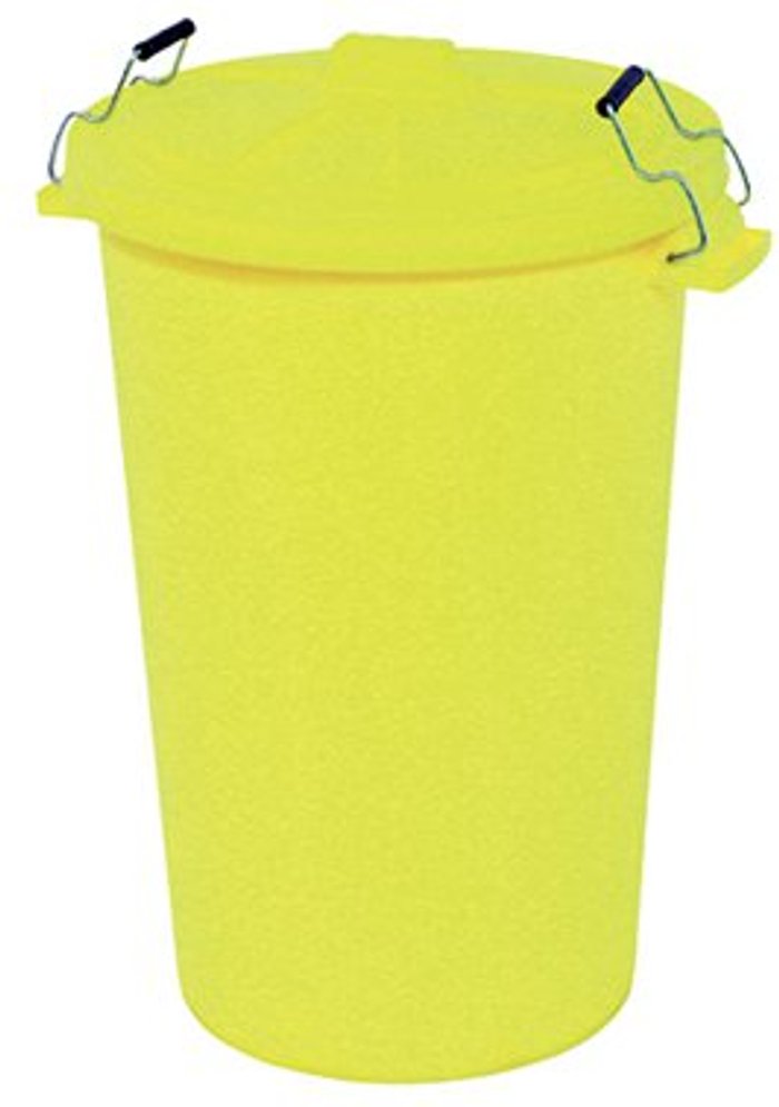 Office Monster | Unbranded Dustbin with Clip On Lid Yellow 90L 415696 Unbranded Dustbin with Clip On Lid Yellow 90L 415696