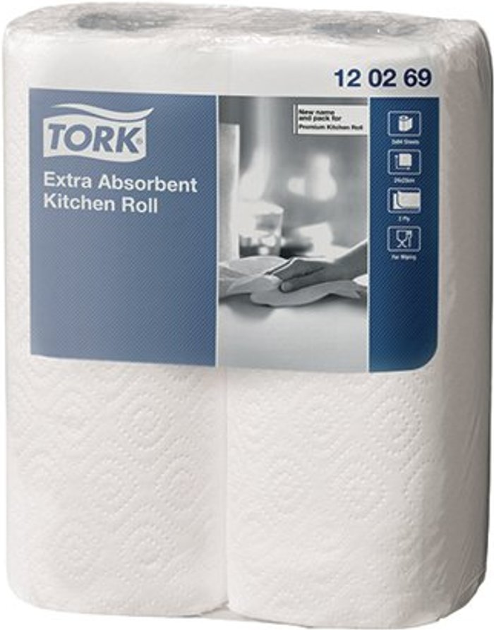 Office Monster | Tork Tork Extra Absorbent Kitchen Roll 2-Ply White (Pack of 24) 120269 Tork Tork Extra Absorbent Kitchen Roll 2-Ply White (Pack of 24) 120269
