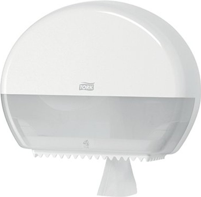 Office Monster | Tork Tork T2 Mini Jumbo Toilet Roll Dispenser White 555000 Tork Tork T2 Mini Jumbo Toilet Roll Dispenser White 555000