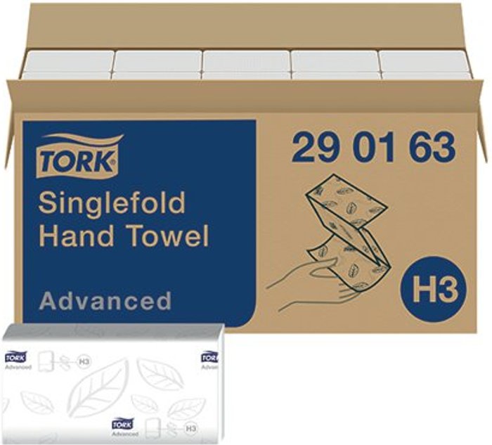 Office Monster | Tork Tork Singlefold Hand Towel H3 White 250 Sheets (Pack of 15) 290163 Tork Tork Singlefold Hand Towel H3 White 250 Sheets (Pack of 15) 290163
