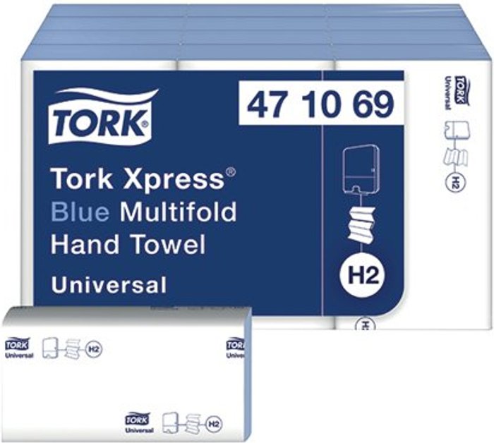 Office Monster | Tork Tork Xpress Multifold Hand Towel H2 Blue 250 Sheets (Pack of 12) 471069 Tork Tork Xpress Multifold Hand Towel H2 Blue 250 Sheets (Pack of 12) 471069