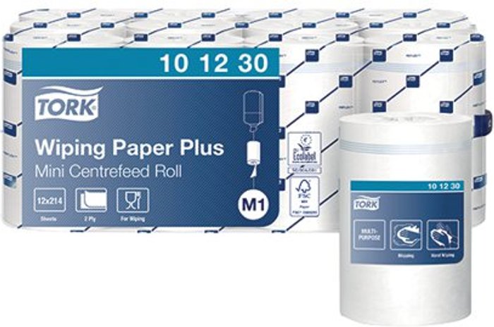 Office Monster | Tork Tork Mini Centrefeed Roll 2-Ply 75m White (Pack of 12) 101230 Tork Tork Mini Centrefeed Roll 2-Ply 75m White (Pack of 12) 101230